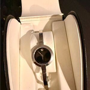 Movado Women's Black Dial Stainless Steel waterproof Swiss watch custom size 6.5